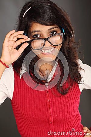 Beautiful teen wearing glasses Stock Photo