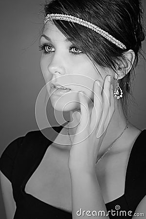 Beautiful Teenage Girl in Diamond Headband Stock Photo