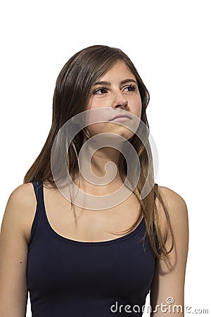 Beautiful teenage girl thinking portrait Stock Photo