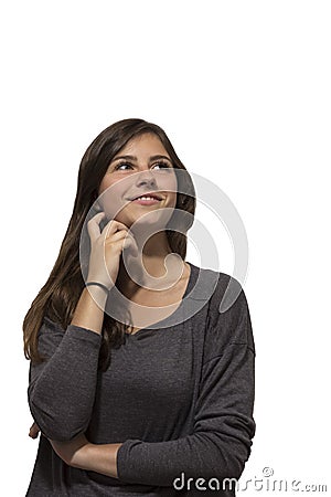 Beautiful teenage girl thinking portrait Stock Photo