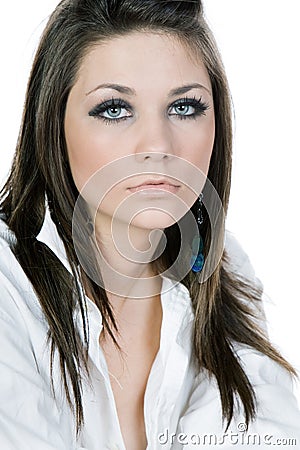 Beautiful Teenage Girl in White Shirt Stock Photo