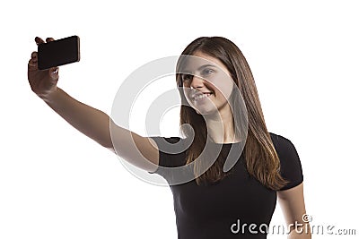Beautiful teenager girl taking a selfie Stock Photo