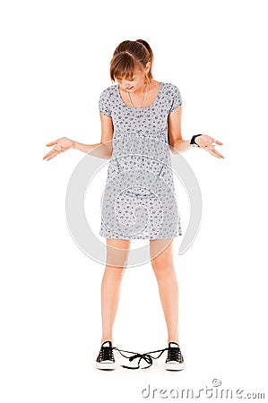 Beautiful teenager in gumshoes Stock Photo