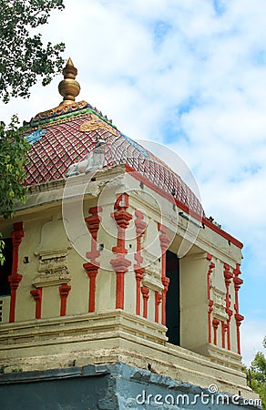 A beautiful temple hall in thiruvarur. Stock Photo