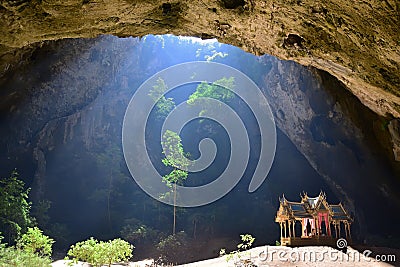 Beautiful temple pavillion inside hidden Phraya nakhon cave Stock Photo