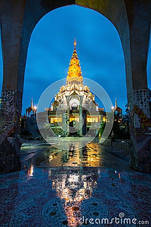 Beautiful temple in Thailand at dusk Stock Photo