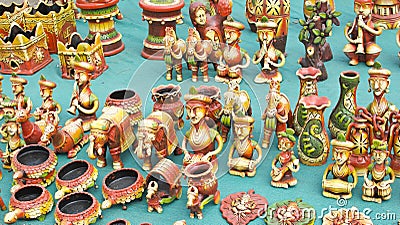 Beautiful Terracotta Art Pieces and Figurine Stock Photo