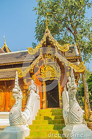 Beautiful Thai architecture Buddhist temple at Wat Ram Poeng (Tapotaram) temple, Chiang Mai, Thailand. Wat Rampoeng is one of famo Stock Photo