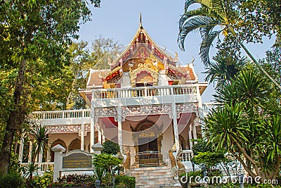 Beautiful Thai architecture Buddhist temple at Wat Ram Poeng (Tapotaram) temple, Chiang Mai, Thailand. Wat Rampoeng is one of famo Stock Photo