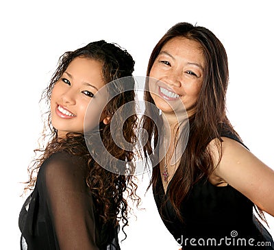 Beautiful Thai mom with daughter Stock Photo