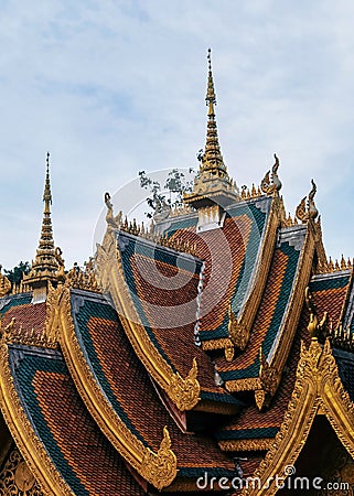 Beautiful Theravada Buddhist Temple Stock Photo
