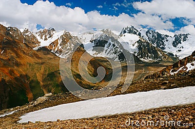 Beautiful Tien shan peaks and mountains near Almaty. Stock Photo