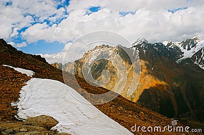 Beautiful Tien shan peaks and mountains near Almaty. Stock Photo