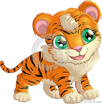 Beautiful tiger on a white background Vector Illustration