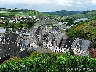 Beautiful top view of the scenic valley of the Moselle river, Rhineland-Palatinate, Germany Stock Photo