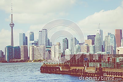 Beautiful Toronto`s skyline over lake. Toronto, Ontario, Canada. Editorial Stock Photo