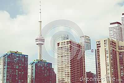 Beautiful Toronto`s skyline over lake. Toronto, Ontario, Canada. Editorial Stock Photo