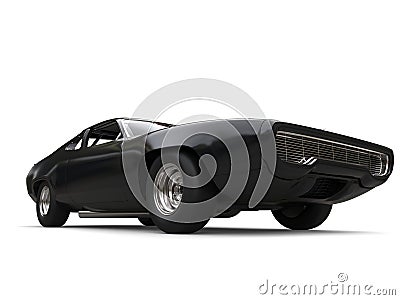 Beautiful tough black vintage race car - low angle epic shot Stock Photo