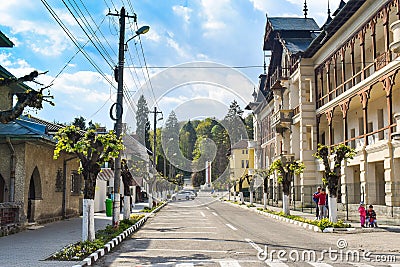 Beautiful touristic destination the balneary city Baile Govora with old architecture and awesome green parks - Romania, Baile Editorial Stock Photo