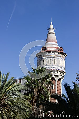 Beautiful Tower in Barcelona Stock Photo