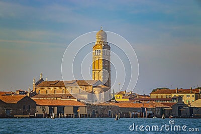 The beautiful tower in island Murano Venice in Italy Editorial Stock Photo