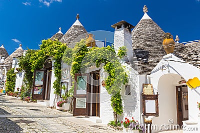 Beautiful town of Alberobello with trulli houses, main turistic Editorial Stock Photo