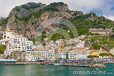 Beautiful town of Amalfi,front view, Amalfi coast, Campania, Italy Editorial Stock Photo