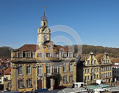 Beautiful town house of Schwaebisch Hall in Germany Stock Photo