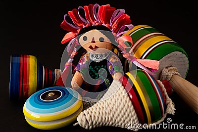 Beautiful Traditional colorful Mexican Handcraft toys Stock Photo