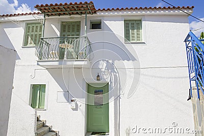 Beautiful traditional old house in Poros island Stock Photo