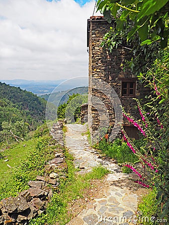 Traditional schist village in the mountains of central Portugal Stock Photo