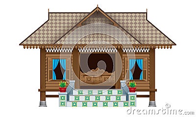 A beautiful traditional wooden Malay style village house. Stock Photo