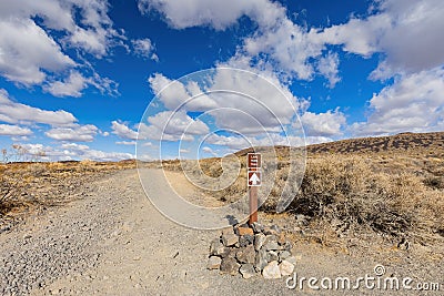 Beautiful Trailhead of the Mojave Desert Lava Tube Stock Photo