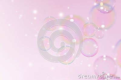 Beautiful Transparent Pink Soap Bubbles Texture Background Stock Photo