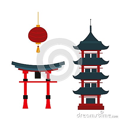 Beautiful travel landmarks chinese temple vector. Vector Illustration