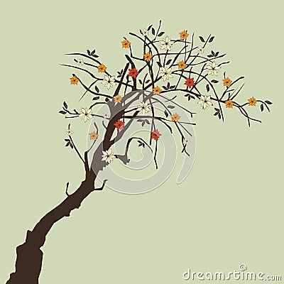 Beautiful tree with flowers Vector Illustration