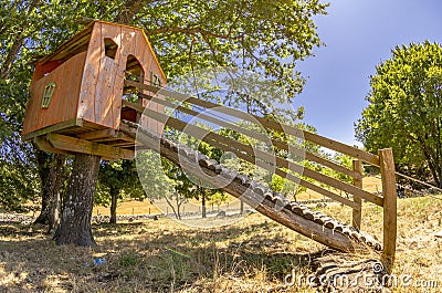 Beautiful treehouse in the garden Stock Photo