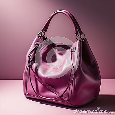 Beautiful trendy mangenta female handbag, created with generative AI Stock Photo