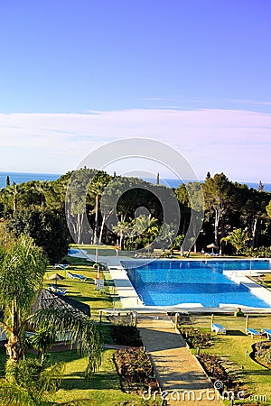 beautiful TRH Paraiso hotel in Estepona, Costa del Sol, Spain Editorial Stock Photo