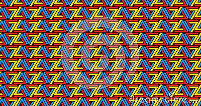 Beautiful triangle illusion based on indigenous art with three primary colors semless Stock Photo