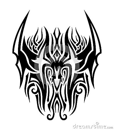 Tribal tattoo art with black evil mask Vector Illustration