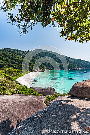 Beautiful tropical beach and blue sky background. Similan Island Editorial Stock Photo