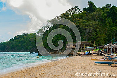 Beautiful tropical beach with clean sand and clear sea. Boracay, Philippines Editorial Stock Photo