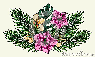 Beautiful tropical bouquet colorful concept Vector Illustration