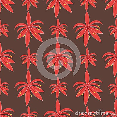 Beautiful tropical flower seamless pattern design summer plants colorful decoration nature design floral drawing leaf Vector Illustration