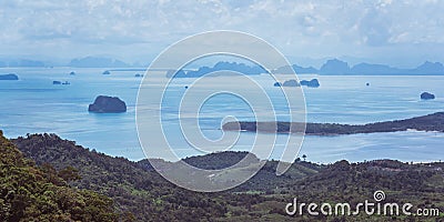 Beautiful tropical panorama of hilly coastline in Krabi Province, Thailand Stock Photo