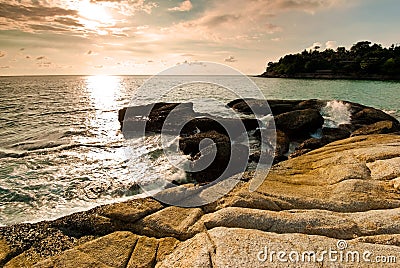Beautiful tropical seascape rocky seacoast Stock Photo