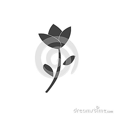 Beautiful tulip flower. Flat design icon. Isolated over white. Vector Illustration