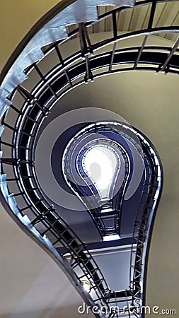 Beautiful Turning Staircase in the Old Historical Building Stock Photo