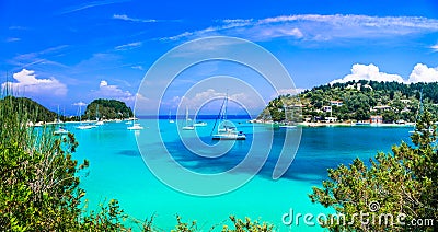 Beautiful turquoise bay in Lakka. Paxos. Ionian islands Stock Photo